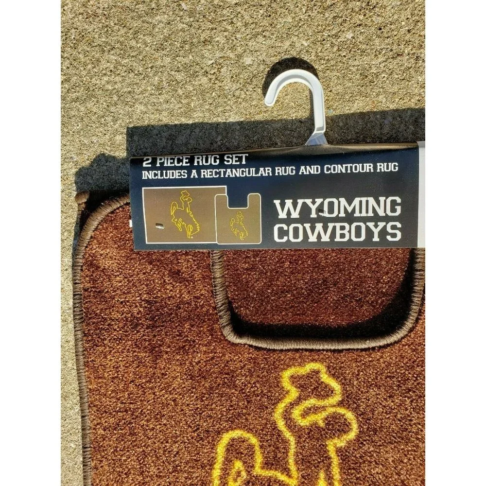 WYOMING COWBOYS 2 PIECE BATH RUG SET WITH NON-SKID BACKING NEW SET